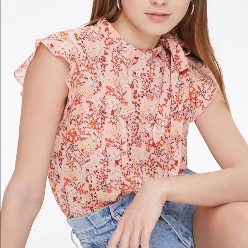Sheer Floral Blouse, sleeveless top